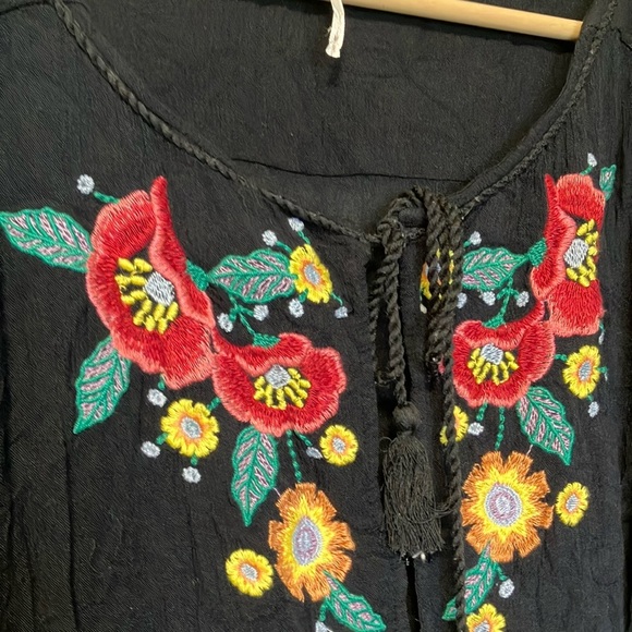 Free People Black with Floral Embroidery Dress - Picture 4 of 6